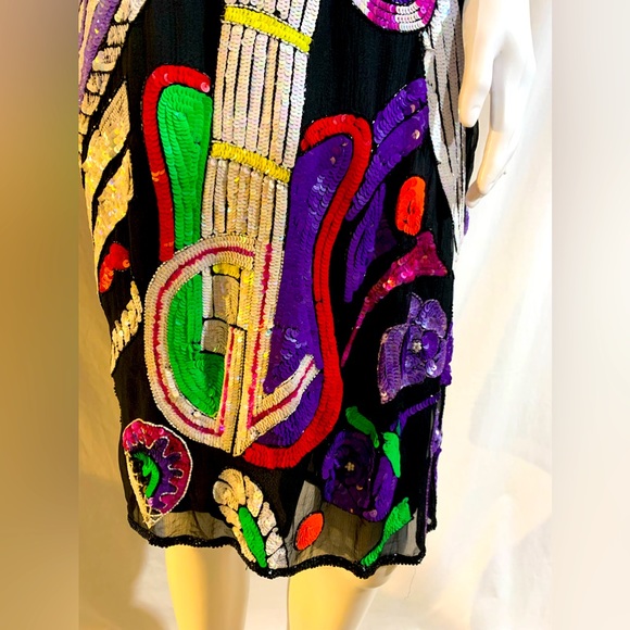 RARE vintage Rockstar Guitar beaded, sequined slip dress, size 12, VGUC - Picture 6 of 13